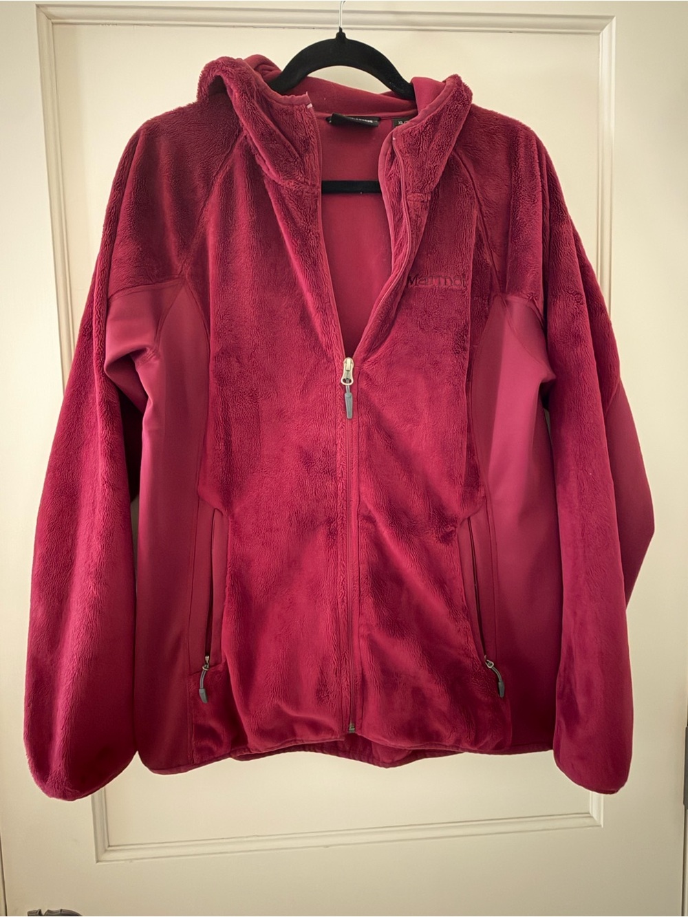Marmot Women's Burgundy Plush Full‑Zip Teddy Jacket with Hood